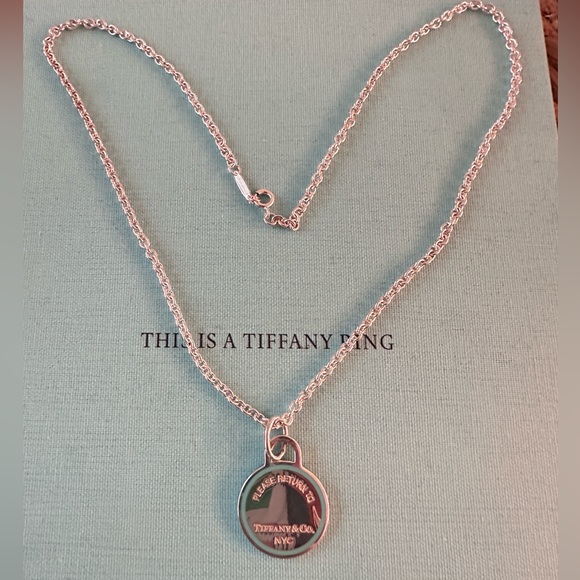 Authentic Tiffany and Co blue enamel boarder charm necklace - Picture 5 of 5